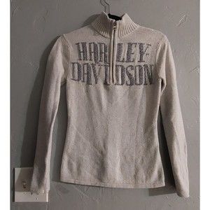 Harley Davidson Sweater Women Size M Zipper Front  Cotton, Nylon, Wool Material,